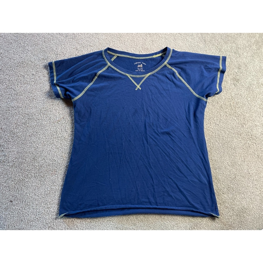 Central Park West T-Shirt Women's Size XL Navy Blue Short Sleeve Contrast Stitch